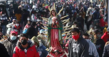 Pilgrims heading to Guadalupe Basilica in Mexico City